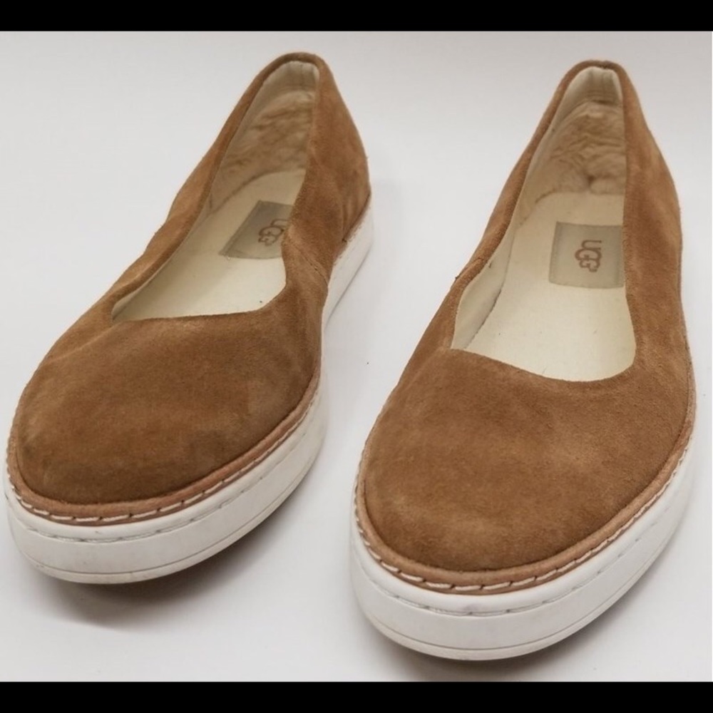 UGG Kammi Suede Slip On Flat Shoe Chestnut 7